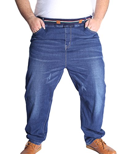 Heheja Herren Freizeit Jeanshosen Hohe Taille Denim Hose Übergröße Elastizität Jeans Blau 3XL von Heheja