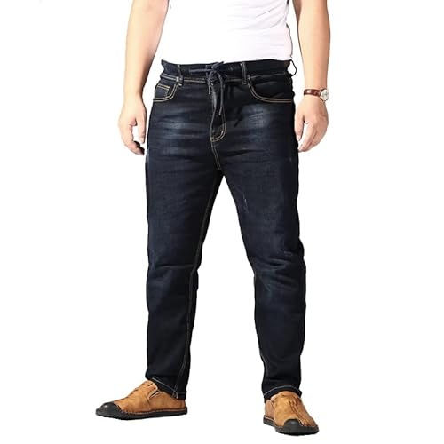 Heheja Herren Übergröße Jeans Hohe Taille Denim Hose Super Elastizität Jeanshosen Schwarz 3XL von Heheja