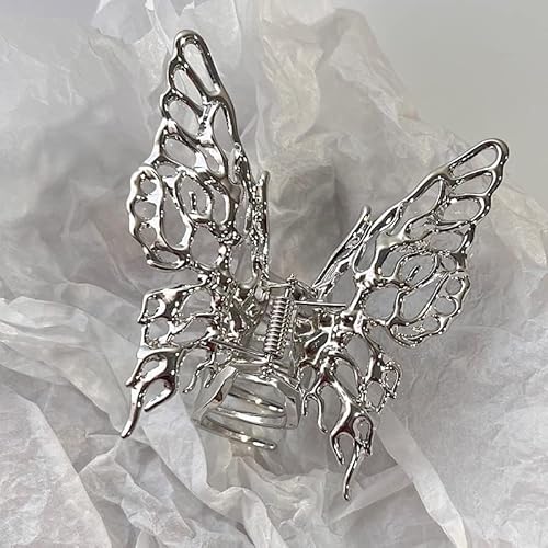 Silberner Schmetterling durchbrochene Metall Haarspangen für Frauen Große Haarklammern für dickes Haar Vintage Geometrisches Stirnband Frauen Mädchen Rutschfest Kein Bruch Starker Halt Haarklammern von Hehglng