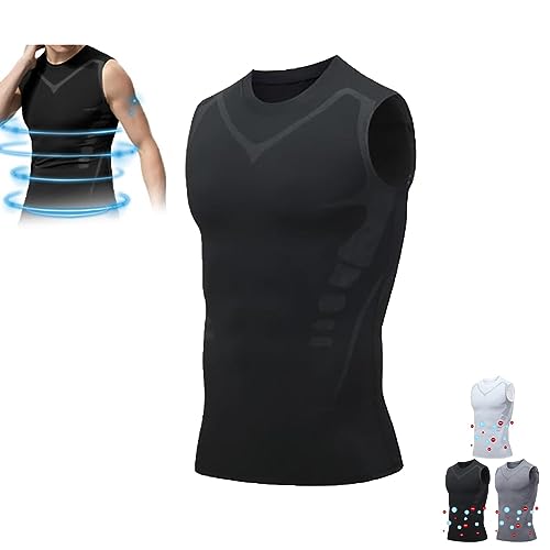 2023 New Version Ionic Shaping Sleeveless Shirt - Energxcel Ionic Shaping Vest,Mens Sleeveless Compression Tank Top,Body Shaper Vest (2XL, Black) von Hehimin