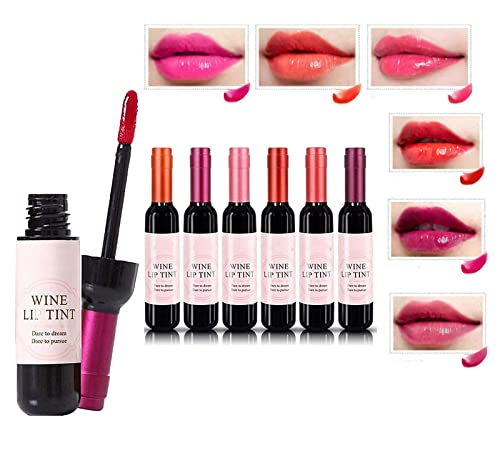 6 Colors/Set Wine Liquid Lipstick, 6 Colors Lady Long Lasting Make Up Gloss Matte Lip Tint Wine Bottle Cover, Waterproof Moisturizing and Non-Stick Cup Lip Gloss Lip Sticks (A # Set) von Hehimin