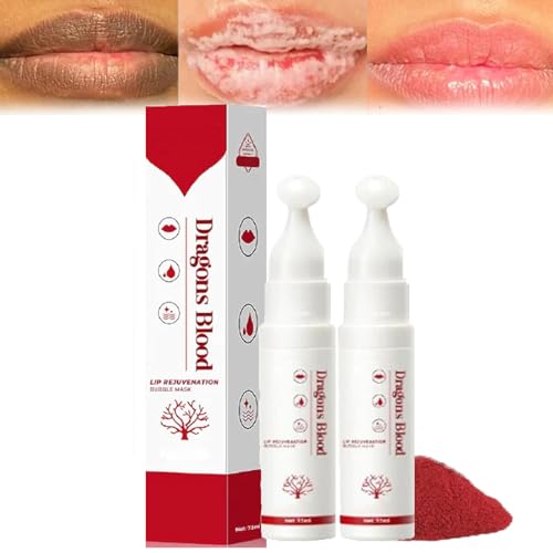 Dragons Blood Lip Rejuvenation Bubble Mask - 2024 New Lip Balm | Dragons Blood Lip Exfoliator Scrub and Moisturizer,Dragons Blood Lip Mask,Dragons Blood Lip Balm (2pcs) von Hehimin