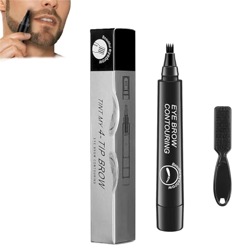 Elmyse Beard Filling Pen - 4 Points Multi-Used Waterproof Eyebrow Beard Filling Pen Kit for Man Woman,Long Lasting Coverage Beard Pencil Filler & Brush (Natural Black) von Hehimin