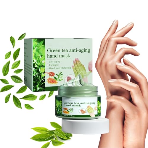 Hand Mask Green Tea Peel Off Hand Wax - Green Tea Hand Mask,Green Tea Repair Hand Mask,Green Tea Wrinkle Hand Maskss Moisturizing, Cuticular Membrane Repair Lock Water Hand Cream Hand Mask (1pcs) von Hehimin