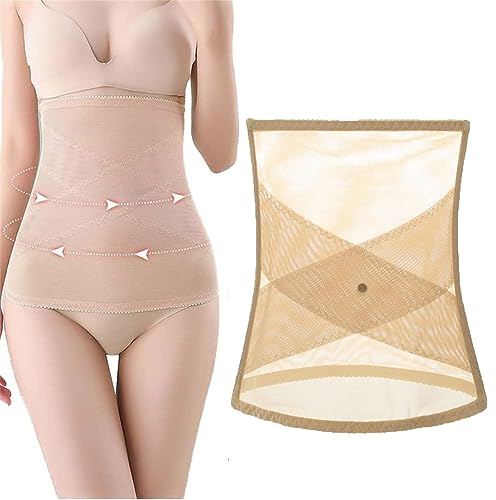 Hehimin Cross-Mesh-Gürtel für Taillenformung, hohe Taille, Körperformer, Bauchkontrolle, Tüll-Taillenformer, Komfort, atmungsaktiver Taillentrainer, hautfarben, 38 von Hehimin