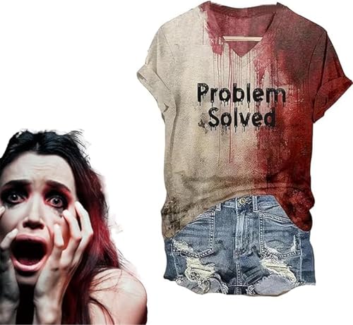 Hehimin T-Shirt mit der Aufschrift "I'm Fine Bloody Shirt,I'm Ok It's Not My Blood T-Shirt, Bloody Problem Solved T-Shirt, It's Not My Blood Halloween-T-Shirt, lustiges Damen-T-Shirt, Geschenk, Stil Hehimin T-Shirt mit der Aufschrift "I'm Fine Bloody Shirt,I'm Ok It's Not My Blood T-Shirt, Bloody Problem Solved T-Shirt, It's Not My Blood Halloween-T-Shirt, lustiges Damen-T-Shirt, Geschenk, Stil von Hehimin
