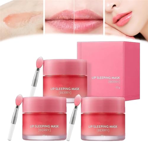 Sleeping Lip Mask | Lip Sleeping Mask Lip Mask,Moisturizing Overnight Lip Mask for Chapped Cracked Dry Lips,Long Lasting Nourishing Lip Balm for Repair Lips (3pcs) von Hehimin