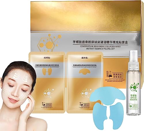 Spiral Peptide Deer Bone Collagen Essence Kit | Japanese Spiropeptide Deer Collagen Essence Set, Conopeptide Nano Instant Filling Essence Set,Collagen Essence Tightening Patch (1Set) von Hehimin