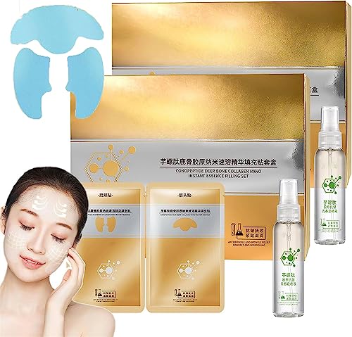 Spiral Peptide Deer Bone Collagen Essence Kit | Japanese Spiropeptide Deer Collagen Essence Set, Conopeptide Nano Instant Filling Essence Set,Collagen Essence Tightening Patch (2Set) von Hehimin