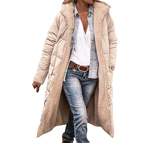 Hehiy Damen Lsolierter Daunenmantel Winter Kapuzen-Steppjacke mit Kunstpelz Female Winterjacke Damen Mantel Grau Damen Mantel Tailliert Beige Puffer Jacke Damen Kurz Mit Kapuze Steppmantel Damen Lang von Hehiy