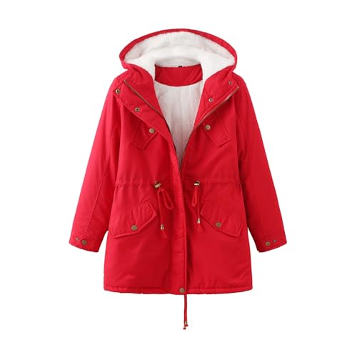 Hehiy Damen Lsolierter Daunenmantel Winter Kapuzen-Steppjacke mit Kunstpelz Female Winterjacke Mantel Damen Elegant Damen Mantel Herbst Wolle Mantel Damen Winter Lang Wolle von Hehiy