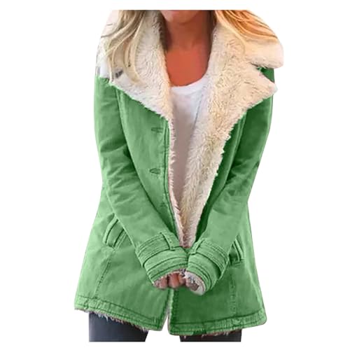 Hehiy Damen Winter Warm Mantel Winddichte Pufferjacke Lang Outdoor Parka Gesteppte Verdickte Jacke mit Kunstpelz Kapuze Damen Jacke Winter Mantel GrüN Damen Winterjacke Damen Warm GefüTtert Sublevel von Hehiy