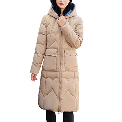 Hehiy Damen Wintermantel warmer Steppmantel lang mit abnehmbarer Kapuze Sahnekatzii Schwarze Jacke Damen Damen Jacke Herbst Winter Teddy Jacken FüR Damen Schwarz Trenchcoat Damen Lang von Hehiy