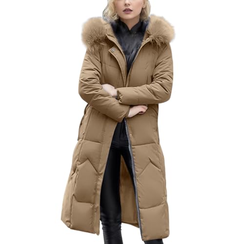 Hehiy Damen Wintermantel warmer Steppmantel lang mit abnehmbarer Kapuze Sahnekatzii Winterjacke GefüTtert Damen Daunenjacke Damen Lang Steppjacke Damen äRmellos Lang Weste Damen Schwarz von Hehiy