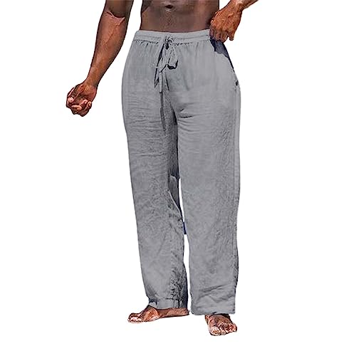 Hehiy Herren Hose Baumwolle Leinen Hosen Elastische Taillen Strand Hosen Haremshose Yogahose Freizeit Hose Jogginghose Baggy Hosen Herren Baggy Cargo Sporthose Lang Herren von Hehiy