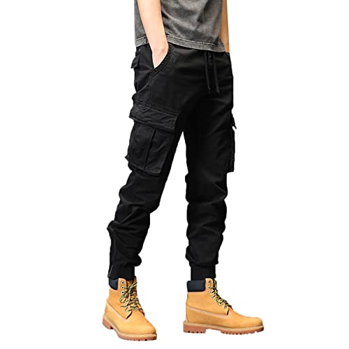 Hehiy Herren Hose Cargo Hose Jogging-Hose Herrenhose Mit Gummizug Herren Arbeitshose Herren Stretch Cargohose Herren Stretch GroßE GrößEn Schwarze Hose Herren Jeans 34/32 von Hehiy