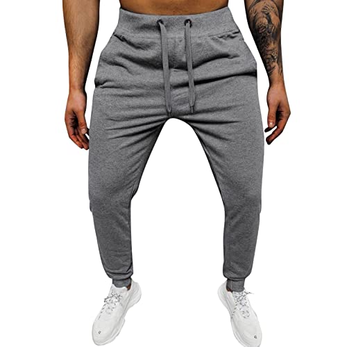 Hehiy Herren Jogginghose lang | Sweat Hose | 100% Baumwolle | gemütliche Sporthose | Fitness | Tunnelzug | Trainings-Hose Gym Hose Herren Sporthose Lang Synthetik GrößE S - 5XL von Hehiy