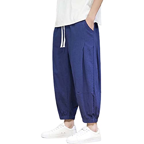 Hehiy Herren Leinenhose Lang Leicht Sommerhose Loose Fit Freizeithose für Urlaub Strand Alltag Sommerhose Herren Leicht Herren Leinenhose Lang Leicht Sommerhose Graue Jogginghose Herren Weit von Hehiy