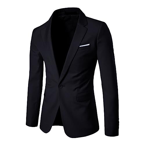 Hehiy Herren Smoking Sakko Longblazer Herren Anzug Regular Fit Blau Herren Anzug Slim Fit Sakko Herren Regular Fit Gr 56 Schwarz für Party,Business von Hehiy