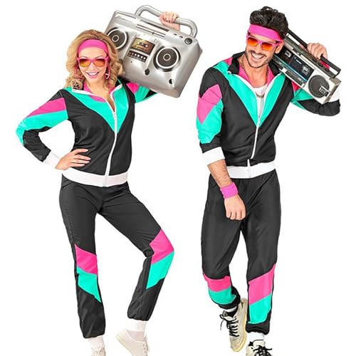 Hehiy Kostüm 80er Jahre Trainingsanzug Disco, Jacke und Hose, Jogginganzug, Retro-Style, Bad Taste Party, Karneval, Mottoparty, fasching damen karnevalskostüm mädchen 104 von Hehiy