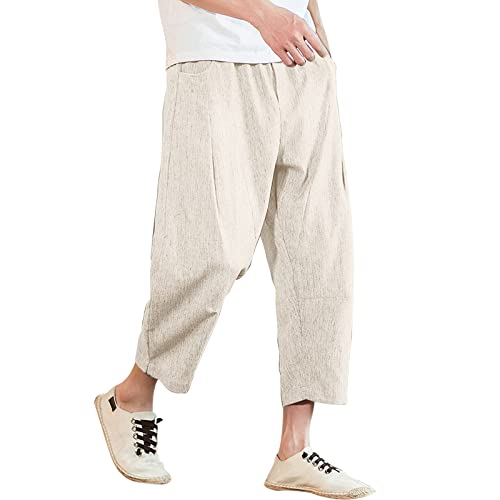 Hehiy Leinenhose Herren Hosen Lang Leichte Sommerhose Straight Freizeithose Kurze Männer Mode Shorts Strandhose Mit Kordelzug Freizeithose Hosen Herren Jogginghose Herren Weite von Hehiy