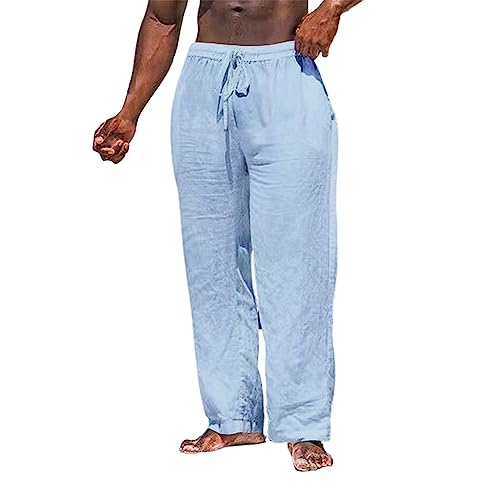 Hehiy Leinenhosen Herren Jogging Hose Herren Leicht Sommerhose Herrenhosen Übergröße Baumwollehosen Baggy Hosen Strandhose Herren Leinen Baggy Hosen Jungs 152 von Hehiy