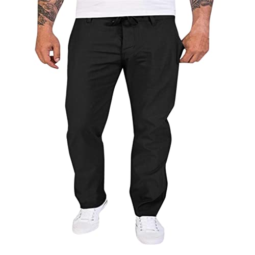 Hehiy Leinenhosen Herren Jogging Hose Herren Leicht Sommerhose Herrenhosen Übergröße Baumwollehosen Jogginghose Ohne Bund Am Fuß Herren Chino Hose Herren Stretch 42/32 Leinen Sommerhose Herren Lang von Hehiy