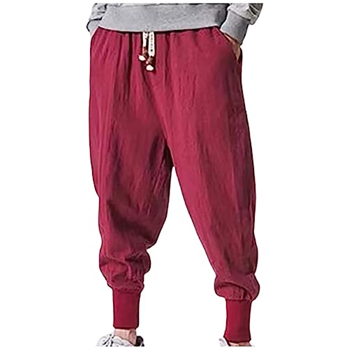 Hehiy Leinenhosen Herren Jogging Hose Herren Leicht Sommerhose Herrenhosen Übergröße Baumwollehosen Sommerhosen Herren Leinenhose Herren Lang Braun Yogahose Herren Lang von Hehiy