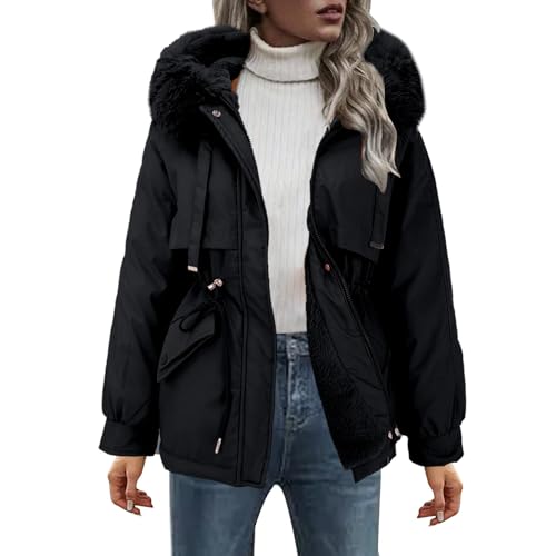 Hehiy Steppjacke Damen Warmer Lang Winterjacke Gefüttert Daunenjacke Pufferjacke Fleecejacke Wintermantel Trachtenjacke Steppmantel Damen Daunenmantel Damen Lang 48 Mantel Damen Beige Winter von Hehiy