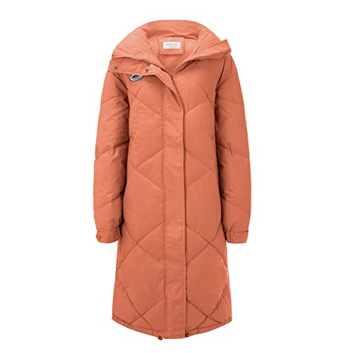 Hehiy Winterjacke Damen Frauen Winter Einfarbig Langarme Gefütterte Fleecejacke mit Kapuze Warme Lange Winterparka Jacke Damen Herbst Jacke Damen Winter Lang Pelzmantel Damen Rot von Hehiy