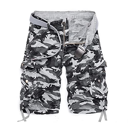 Tarnung Cargo Shorts Herren Vintage Kurze Hose Camouflage Shorts Retro Bermuda Shorts Sommer Männer Shorts Sporthose 3/4 Tactical Hose mit Taschen Cargohose Sommer Shorts für Freizeit Sport Jogging von HeiHeiDa