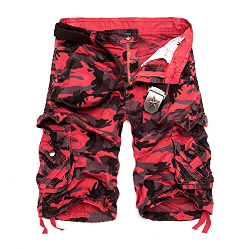 Tarnung Cargo Shorts Herren Vintage Kurze Hose Camouflage Shorts Retro Bermuda Shorts Sommer Männer Shorts Sporthose 3/4 Tactical Hose mit Taschen Cargohose Sommer Shorts für Freizeit Sport Jogging von HeiHeiDa