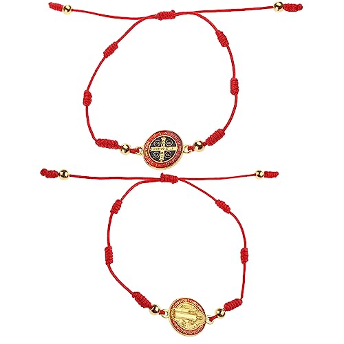 [Heiat] Benedikt-Armband, handgefertigt, Rosenkranz-Armband, verstellbar, religiöses Handseil-Gebetsschmuck, Geschenk, religiöser Gebetsschmuck für Damen und Herren von Heiat