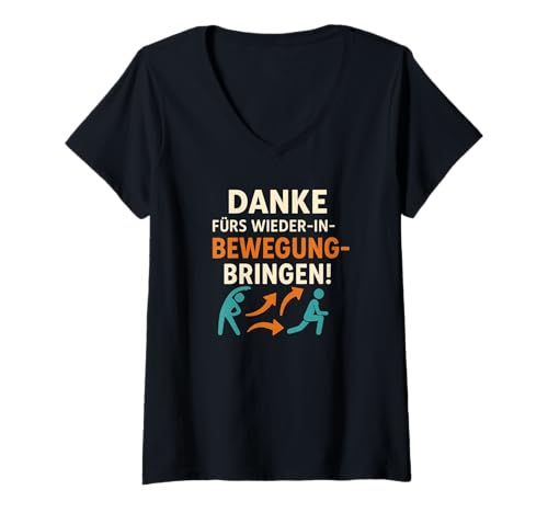 Damen Physiotherapie Dankeschön Geschenk – Wieder in Bewegung T-Shirt mit V-Ausschnitt Damen Physiotherapie Dankeschön Geschenk – Wieder in Bewegung T-Shirt mit V-Ausschnitt von Heidarleiki Therapie mit Herz Geschenk Physio