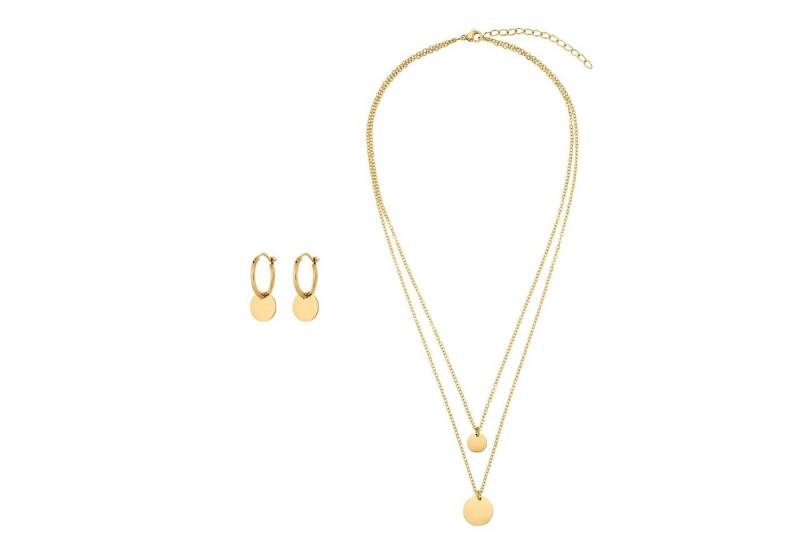 Heideman Collier Set Circuli silberfarben (keine Angabe, inkl. Geschenkverpackung), Geschenkset für Damen mit Kette und Creole von Heideman