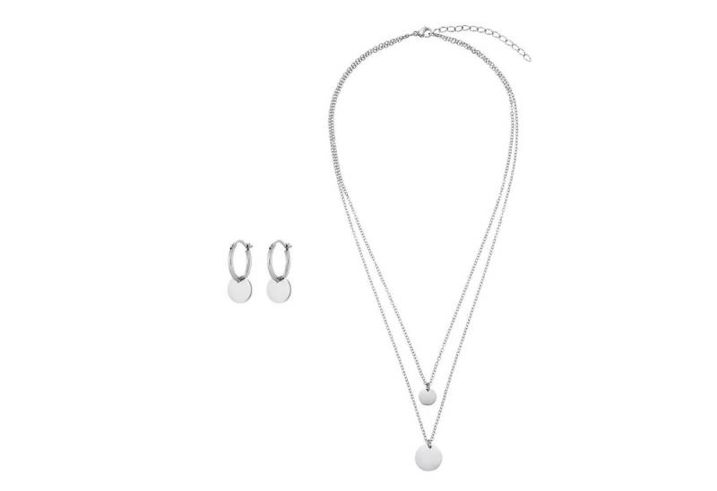 Heideman Collier Set Circuli silberfarben (keine Angabe, inkl. Geschenkverpackung), Geschenkset für Damen mit Kette und Creole von Heideman