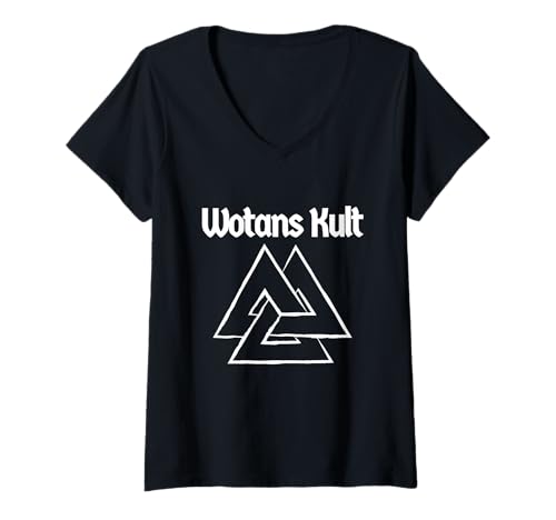 Damen Wotans Kult - Valknut Odin Wikinger Geschenke Thor Runen T-Shirt mit V-Ausschnitt Damen Wotans Kult - Valknut Odin Wikinger Geschenke Thor Runen T-Shirt mit V-Ausschnitt von Heidenklamotten