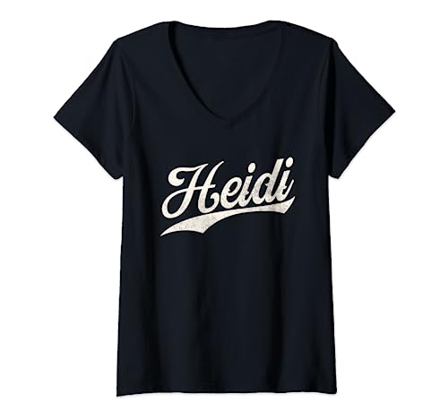 Damen Heidi-Name, Heidi-Vorname im Retro-Look T-Shirt mit V-Ausschnitt Damen Heidi-Name, Heidi-Vorname im Retro-Look T-Shirt mit V-Ausschnitt von Heidi First Name Cursive Script Designs