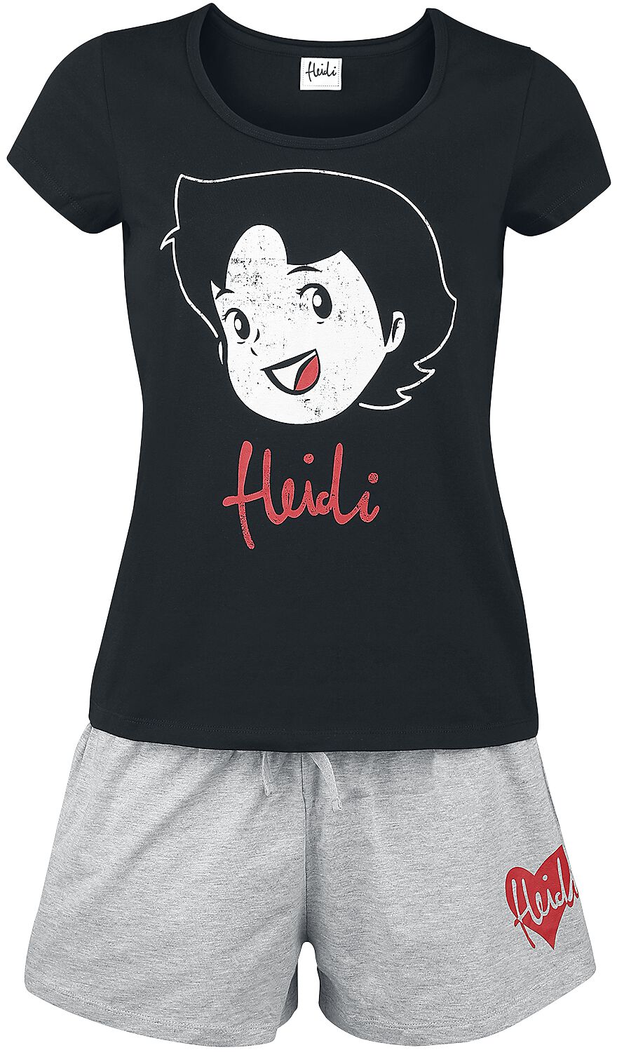 Heidi Schlafanzug - S bis M - für Damen - Größe S - schwarz/grau  - EMP exklusives Merchandise! von Heidi