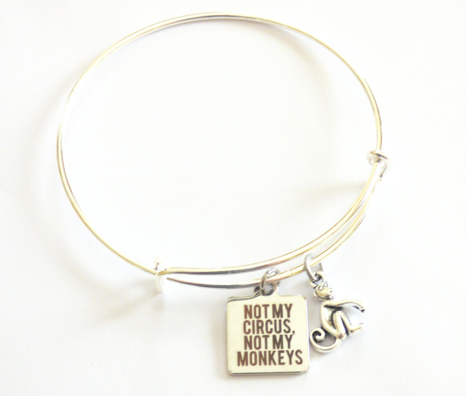 Nicht Mein Zirkusaffe Charm Armreif Armband Humorvoller Mantra Schmuck von HeidiKindFinds