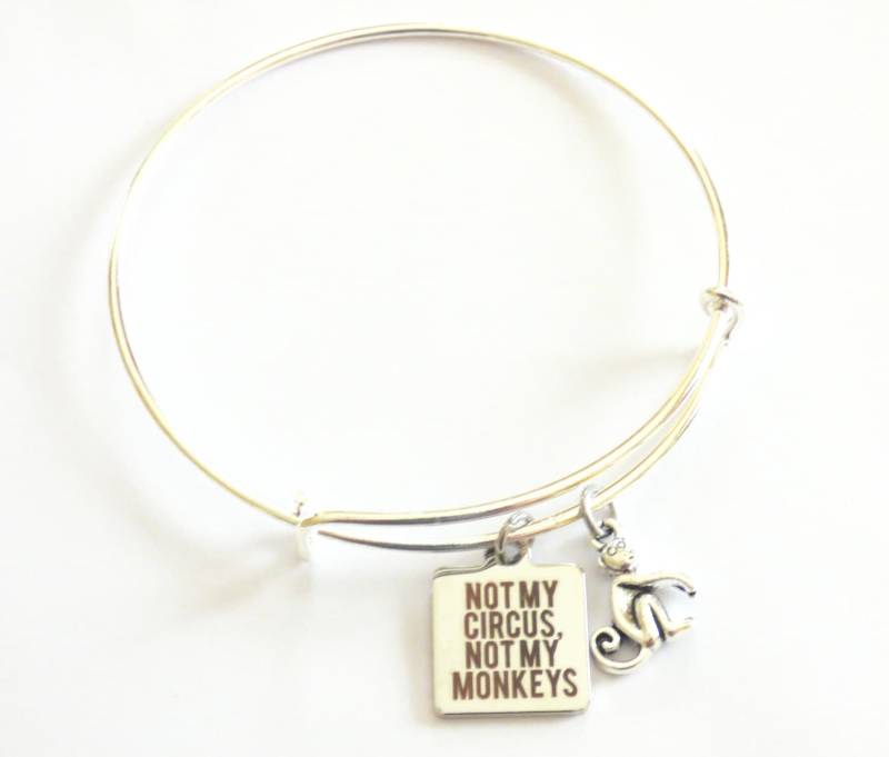 Nicht Mein Zirkusaffe Charm Armreif Armband Humorvoller Mantra Schmuck von HeidiKindFinds