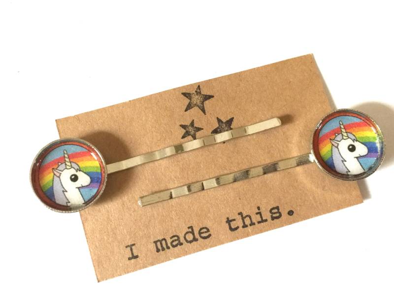 Regenbogen Einhorn Haarspangen Haarspangen Aus Recyceltem Papier | 2Er Set von HeidiKindFinds