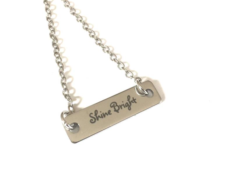 Shine Bright Silber Charm Halskette - Inspirierender Mantra Schmuck von HeidiKindFinds