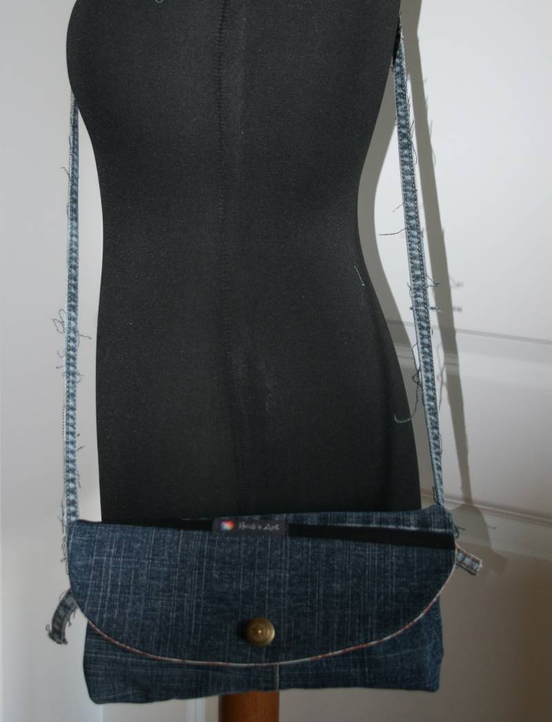 Schicke Kleine Jeanstasche Fashionable Coin Holder Tote, Handmade Jeans Pocket-Boho Style Purse Small Shopping Bag Shoulder Bag Unique Gift von HeidisArtDE