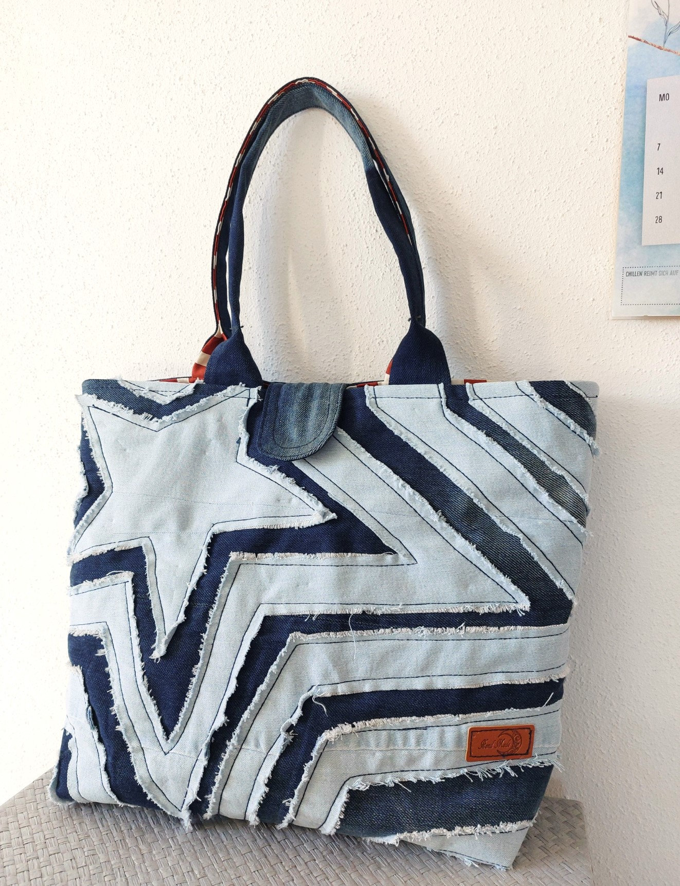 Upcycled Jeans Patchwork Tasche, Denim Recycelte Umhängetasche, Eco Freundliche Einkaufstasche, Sternmuster Upcycled Jeans Patchwork Tasche, Denim Recycelte Umhängetasche, Eco Freundliche Einkaufstasche, Sternmuster von HeidisNaehzimmer