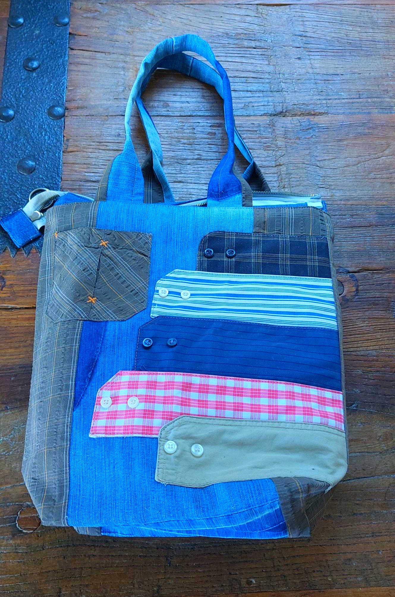 Upcycled Jeans Patchwork Tasche, Denim Recycelte Umhängetasche, Eco Freundliche Einkaufstasche, Streifen Upcycled Jeans Patchwork Tasche, Denim Recycelte Umhängetasche, Eco Freundliche Einkaufstasche, Streifen von HeidisNaehzimmer