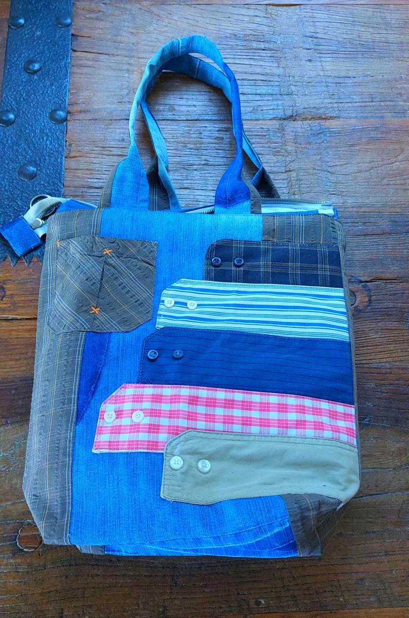 Upcycled Jeans Patchwork Tasche, Denim Recycelte Umhängetasche, Eco Freundliche Einkaufstasche, Streifen Upcycled Jeans Patchwork Tasche, Denim Recycelte Umhängetasche, Eco Freundliche Einkaufstasche, Streifen von HeidisNaehzimmer