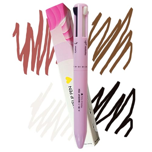 4 in 1 Make-up-Stift mit Ersatz Nachfüllung Kompakter Schönheitsstift mit Eyeliner, Lippenstift, Brow Pencil & Highlighter für Frauen Reisen unterwegs Nachbesserung von Heidouse