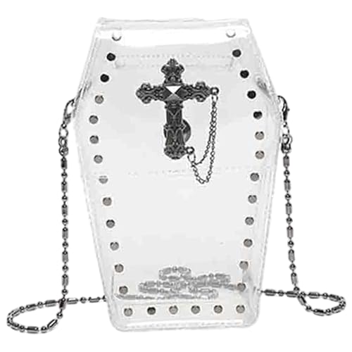 Coffin -Geldbeutel klare PVC Goth -Geldbörse mit Cross & entfernbarer Kette tragbare Halloween -Crossbody -Tasche für Frauen Mädchen von Heidouse