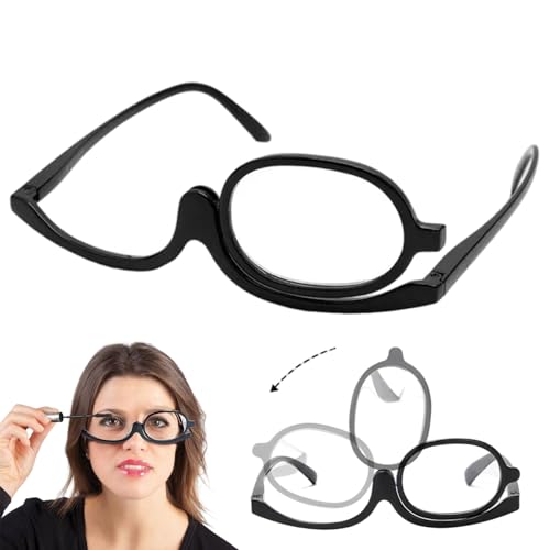 Heidouse Make-up-Brillen, faltbare und tragbare Lupe mit Brillen, klares Paar mit rotierender Linse, 250-Grad-Bruchresistent-Lesebrille für Frauen, Mädchen, Mädchen von Heidouse